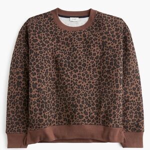 NWT J. Crew Brown Leopard Print Crewneck Sweater Size S